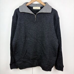 Irelands Eye 100% Lambswool Irish Wool 1/4 Quarter Zip Sweater Gray Grey XL Mens